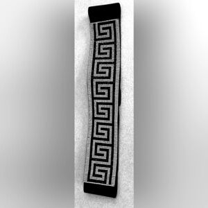 Greek Black w/Silver Rhinestone Elastic Belt w/Snaps, NWOT